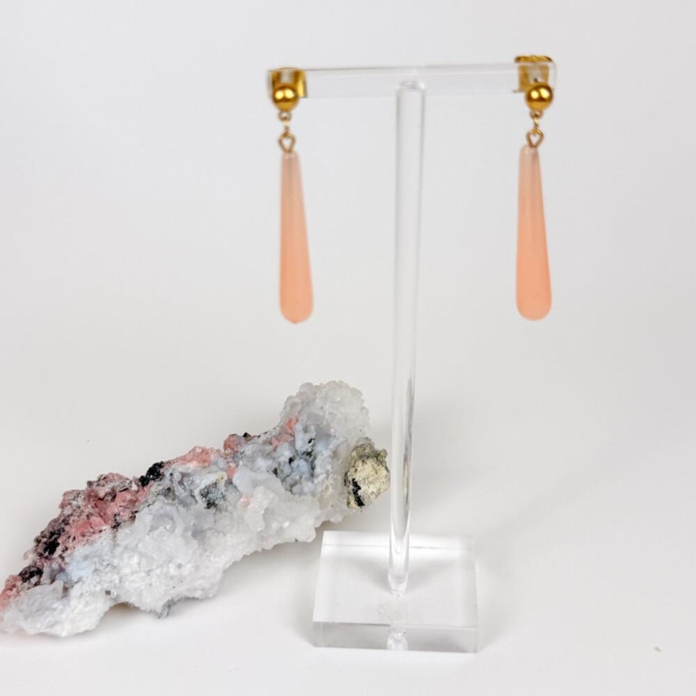Pink Teardrop Shaped Dangly Earrings